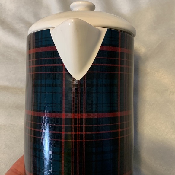 Hearth & hand magnolia stoneware plaid tartan coffee tea pot cream lid christmas - Picture 3 of 8